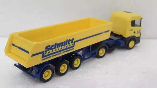 Miniatura Caminhão Scania 124 420 bicuda e Carreta Báu Rebaixado da  Cervejaria Krombacher - Herpa 1/87