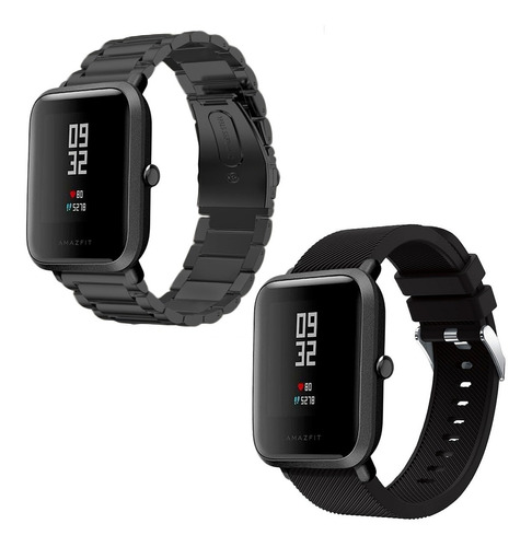 Combo Correa Eslabones + Deportiva Para Xiaomi Amazfit Bip