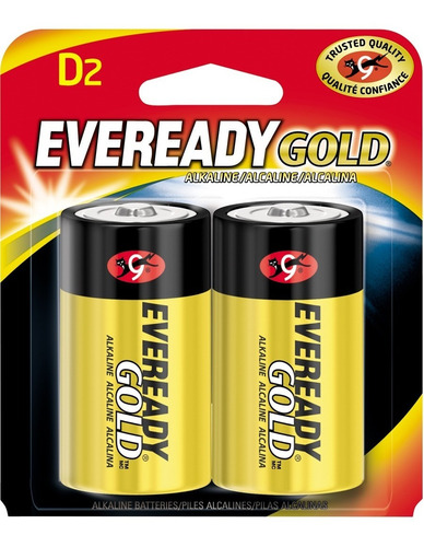 Pilas Baterias Alcalinas D2 1.5v Paquete De 2 Eveready Gold