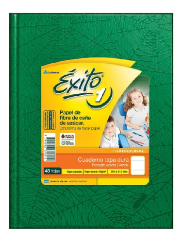 Cuaderno Exito T Dura X48 Hojas Cuadriculado Verde 16x21cm