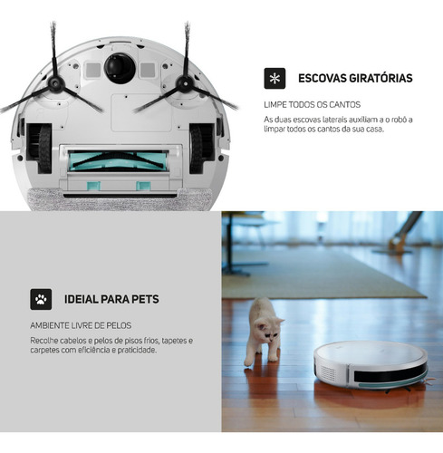 Robô Aspirador Robot W1000 Com Mapeamento Smart 60hz Wap Branco
