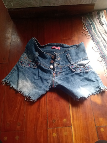 Short Jean Talle 12 Años Elastizado Tiro Alto Pantalón Corto