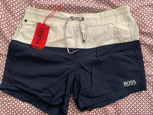 Short Baño Hugo Boss Flounder Talla L Pequeño 100% Bordado