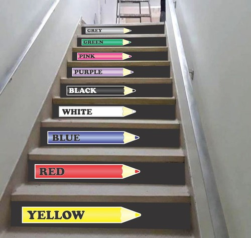 Adhesivo decorativo con lápiz de color inglés para escaleras escolares