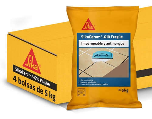 Imagen 1 de 6 de Pack 4x5k Sikaceram 610 Fragüe Para Cerámicos Café Oscuro