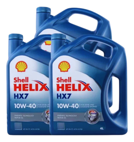 Aceite Shell Helix Hx7 10w40 Synthetic Sn/a3/b4 4lts. X3