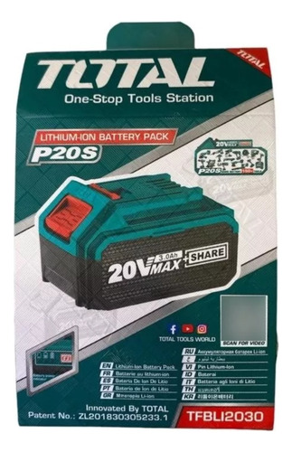 Bateria Litio-ion 20v 3.0ah P20s Total Tfbli2030