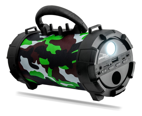 Alto-falante Grasep D-P13 com bluetooth camuflado verde 110V/220V 