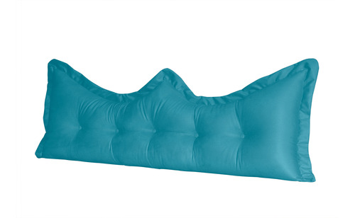 Almofada Encosto Coroa Queen 160 Cm Azul-turquesa Lisa