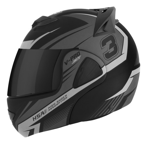 Capacete De Moto Articulado V-pro Jet 3 Robocop Pro Tork