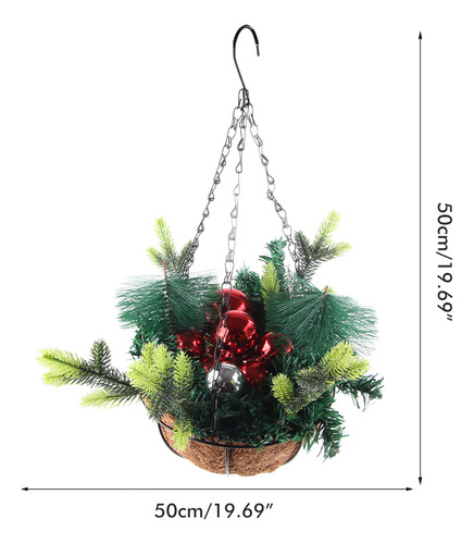 Cesta Colgante De Navidad Artificial Decorada Con Madera De