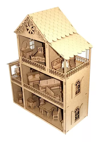 Casa Barbie Casinha De Bonecas Mdf Cru 80 Cm - Collore - Casinha