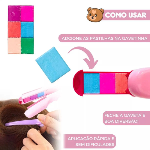 Chapinha Pinta Cabelo Mechas Colorida Make Brinquedo Criança