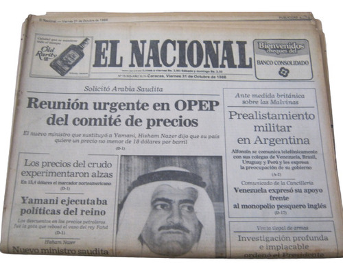 Periodico El Nacional Viernes 31 De Octubre De 1986 Original