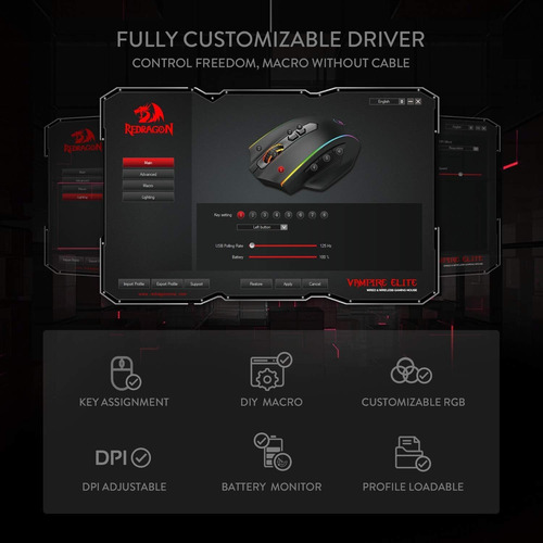 Redragon M686 Wireless Gaming Mouse, Dpi Gamer Mouse Con Sen
