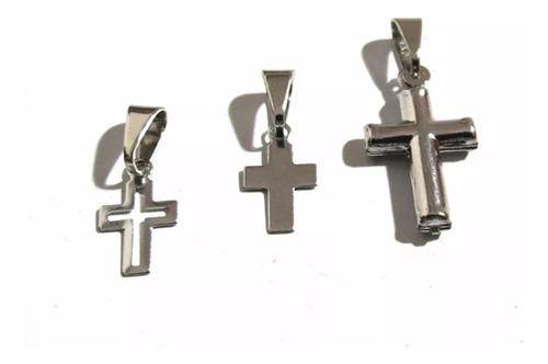 Kit 3 Pingentes Crucifixo Religioso Aço Inox