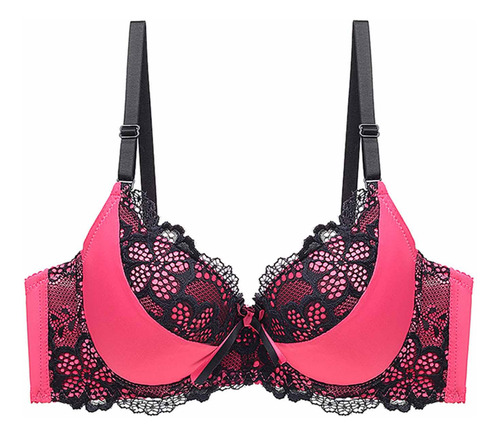Sujetador Push Up De Encaje A La Moda Para Mujer Con Doble B