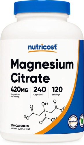 Citrato De Magnesio Nutricost 420mg, 240 Cápsulas