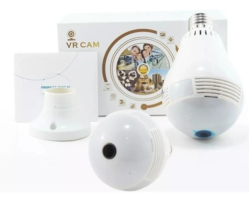 Imagem 1 de 8 de Camera Ip Seguraca Lampada Vr 360 Panoramica C/visão Noturna