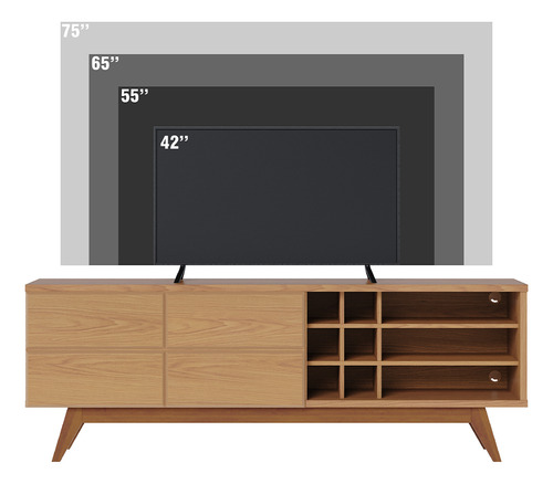 Rack Para Sala Estar Tv 180cm Makai C04 Freijó