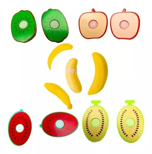 kit De Comidinha De Brinquedo Infantil Com Velcro Para Cortar Frutas e  Legumes, Jogo De Educativo Alimentos Reutilizáveis Cozinha