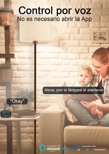 Lampara De Pie Moderna Wifi Led Rgb Alexa Google Home Control Por App
