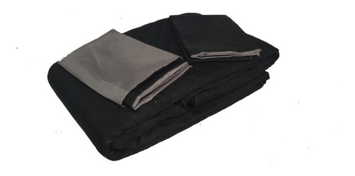 Imagen 1 de 3 de Comforter Negro Liso Gris Microfibra Doble Doble Faz