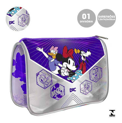 Necessarie Estojo 1 Divisória Disney 100 Anos 4050 Dac Cor Roxo