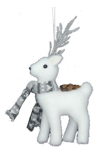 Imagen 1 de 2 de Ciervo Blanco Con Bufanda Decoración Navideña Adorno Navidad