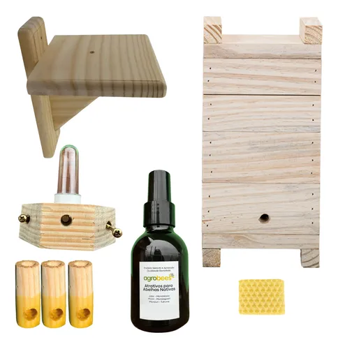 comprar Suporte + Caixa Jatai Inpa Abelha Sem Ferrão Atrativo + Roso