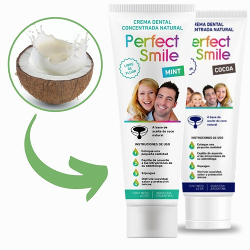 Perfect Smile Kit 6 Un - Pasta Dental Aceite De Coco Natural