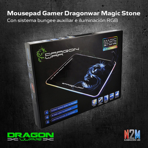 Imagen 6 de 10 de Mouse Pad Gamer Magic Stone Luz Rgb 36x26cm Juegos Dragonwar