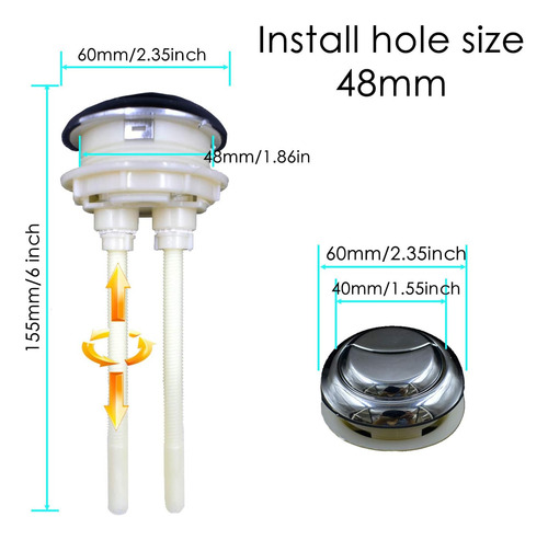 Botón De Inodoro De Doble Empuje De 48 Mm, Botón De I...