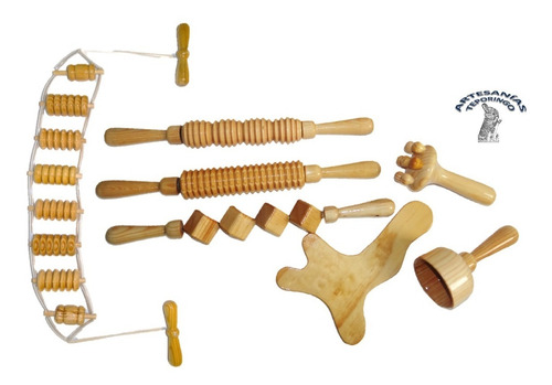 Imagen 1 de 6 de Kit 7 Piezas Masaje Reductivo Reafirmante Maderoterapia