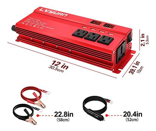 Inversor De Corriente Para Automóvil Cantonape Dc 12v A 110v