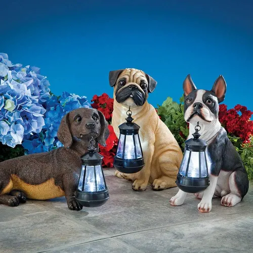 Bits And Pieces - Estatua De Linterna Solar Boston Terrier -