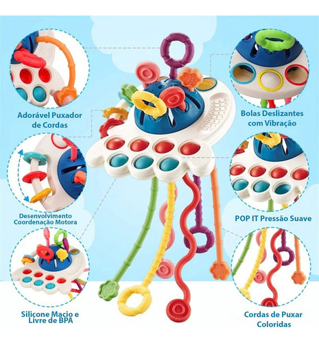 Brinquedo Montessori Sensorial Cordão Mão Morder Atividades
