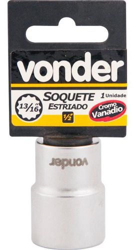 Soquete Estriado Encaixe 1/2  24mm Curto Cromo Vanádio - Von