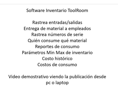 Software Inventario Tool Room (rastrea Números De Serie)