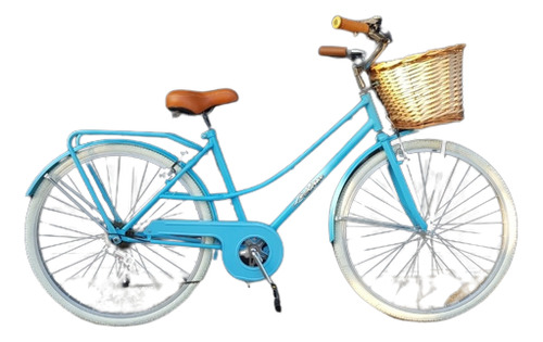 Bicicleta paseo femenina Le Bike Classic Vintage  2021 R26 1v freno v-brakes color celeste con pie de apoyo  