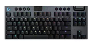 Teclado gamer bluetooth Logitech Serie G G915 TKL QWERTY GL Linear inglés internacional color carbón con luz RGB