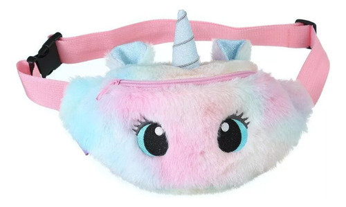 1 Bonita Riñonera De Unicornio Arcoiris De Felpa Resistente De Gran Capacidad Para Niñas