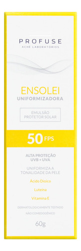 Protetor Solar Uniformizadora FPS 50 Profuse Ensolei Caixa 60g