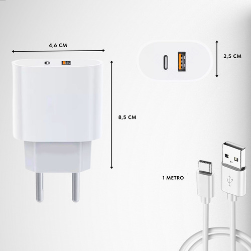 Kit Fonte Carregador Turbo 40w E Cabo Usb Tipo C Para iPhone
