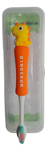 Cepillo Dental Animado Animalitos Infantil Cartoon Toyz Dinosaurio Naranja
