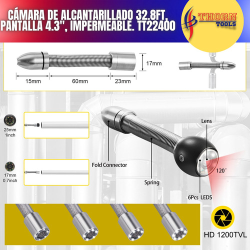 Camara De Inspeccion Endoscopio Plomeria 10m 4.3 PuLG Hb
