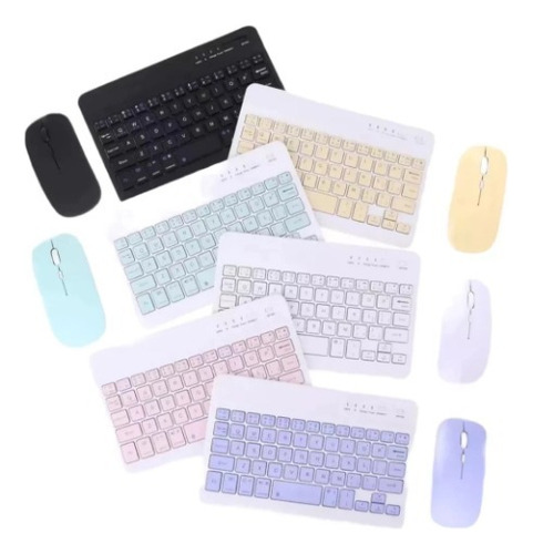Kit Teclado Recargable + Mouse Bluetooth Inalambrico Aqua Aqua