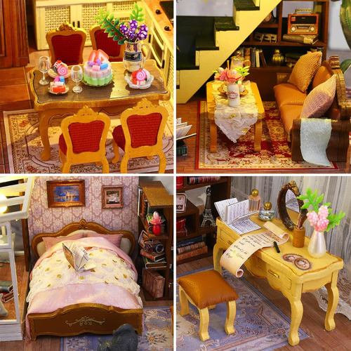 Kit De Muebles De Madera En Miniatura Spilay Dollhouse Diy,