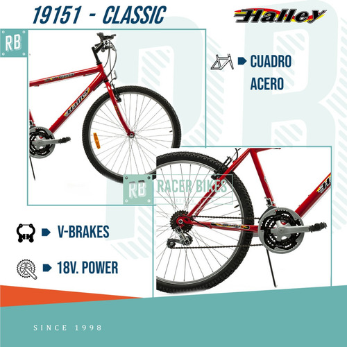 Imagen 2 de 10 de Bicicleta Mountain Bike Rodado 26 18v 19151 Halley - Racer