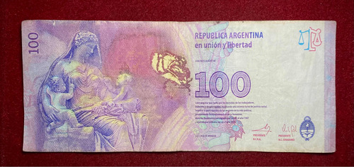 Billete 100 Pesos Evita Rosa Negra Error (Usado)